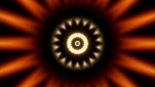 迷幻的圆形图案 闪烁着闪光的光芒 明亮的闪光 中心有圆形图案 黑色背景上闪烁着光芒和戒指的催眠明亮图案 — 图库视频影像