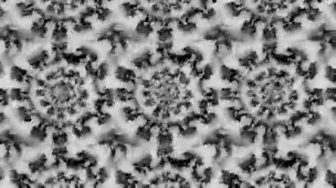 Psikedelik kaleydoskopik desen. Hareket. Yuvarlak şekilli çiçek siluetleri, mandalalar ve alışılmadık şekiller.