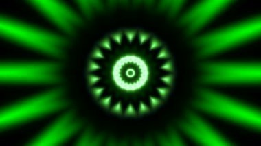 Psikedelik yuvarlak desenli ve yanıp sönen ışınlar. Hareket. Ortasında dairesel desenler olan parlak ışınlar. Siyah zemin üzerinde yanıp sönen ışınlar ve halkalar olan hipnotik parlak desen. 