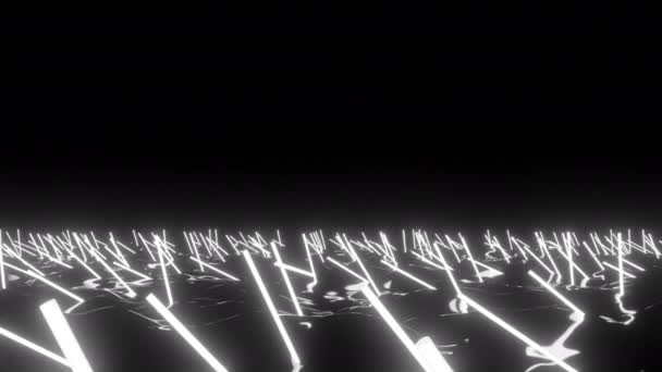 Zwarte Achtergrond Ontwerp Witte Strepen Dunne Strepen Animatie Die Zwaaien — Stockvideo
