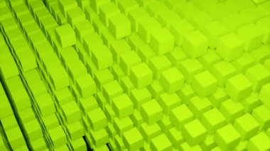 Kübik şekilli ve basamaklı üç boyutlu uzay. Tasarım. Siber uzayda üç boyutlu şekiller ve soyut tepeler. Siyah arkaplanda uzaysal derinliğe sahip karelerin projeksiyonu. 