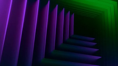 Çemberde hareket eden zıt ışıklarla soyut gelecekteki teknolojik arka plan. Tasarım. Sonsuz geometrik koridor