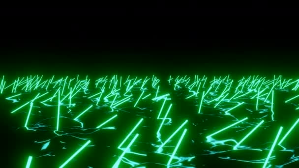 Abstract Neon Sticks Wavy Surface Dark Design Floating Lines Black — Stock Video