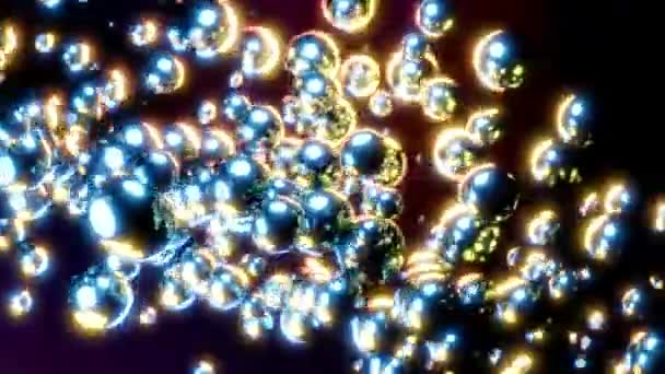 Corriente Móvil Burbujas Brillantes Sobre Fondo Oscuro Diseño Brillantes Burbujas — Vídeo de stock