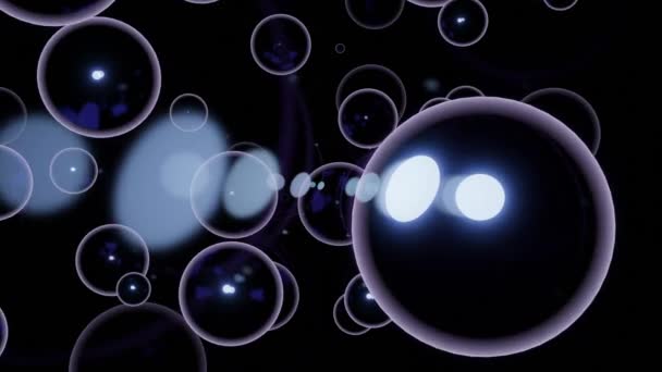 Černé Pozadí Design Velké Bílé Bubliny Animaci Tmavém Pozadí Rozptýlit — Stock video