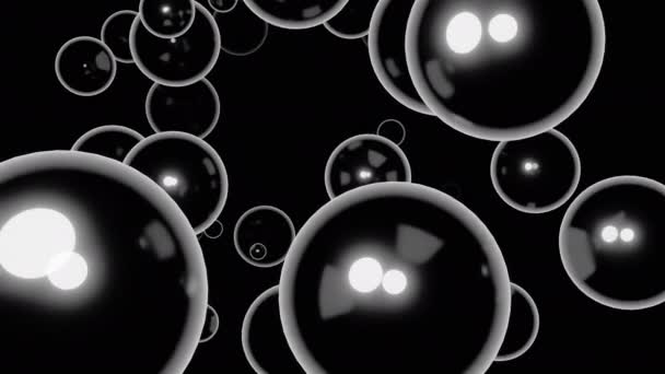 Zwarte Achtergrond Ontwerp Grote Witte Bubbels Animatie Een Donkere Achtergrond — Stockvideo