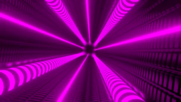 Tunnel Violet Rouge Design Long Couloir Fermé Lumineux Animation Qui — Video