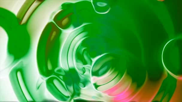 Colorido Líquido Abstracto Girando Con Burbujas Moción Círculos Superficie Colorido — Vídeos de Stock