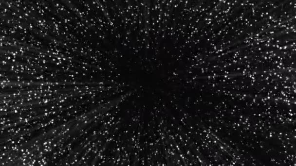 Černé Pozadí Pohyb Bílé Hvězdy Animaci Které Rozptylují Různými Směry — Stock video