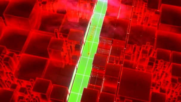 緑と赤の背景 デザイン 異なる方向に移動するさまざまな色の小さな正方形と長方形からなる明るいアニメーション 高品質の4K映像 — ストック動画