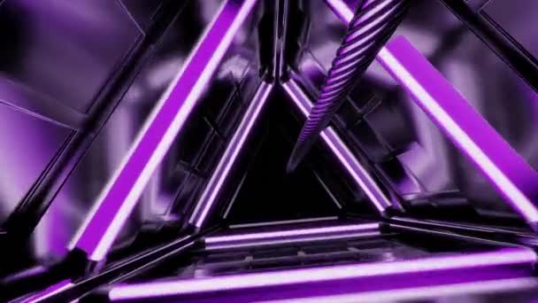 淡紫色三角形隧道 轻飘飘的动画 带有一个抽象的三角形走廊 高质量的4K镜头 — 图库视频影像