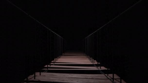 黑暗的背景 一个可怕的空楼梯 动画中一个长长的 无休止的楼梯 快速向前移动 高质量的4K镜头 — 图库视频影像