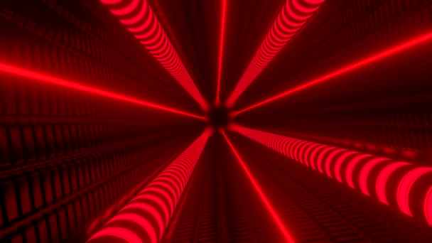 Fioletowy Czerwony Tunel Projektowanie Światło Długo Zamknięty Korytarz Animacji Który — Wideo stockowe