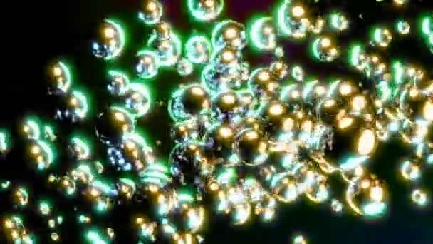 黑色背景上的抽象金属飞行球 银球呈对角线状流动 — 图库视频影像
