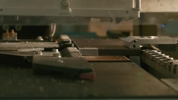 Primer Plano Máquina Automatizada Para Tableros Madera Creativo Moderna Máquina — Vídeos de Stock
