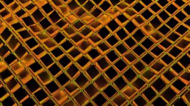 Gri ve turuncu ızgara. Tasarım. Yükselen ve alçalan şebeke, siyah arka planda hareketli desenler. Yüksek kalite 4k görüntü