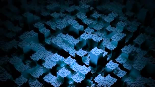 Modré Šedé Pozadí Design Pohybující Čtverce Stoupající Černé Podlahy Formátu — Stock video