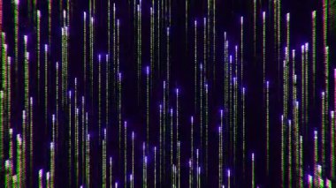 Kırmızı ve mor ışık demetleri. Tasarım. Havai fişeklerin saçıldığı ve üç boyutlu olarak farklı renklerde aydınlatıldığı siyah bir arkaplan. Yüksek kalite 4k görüntü