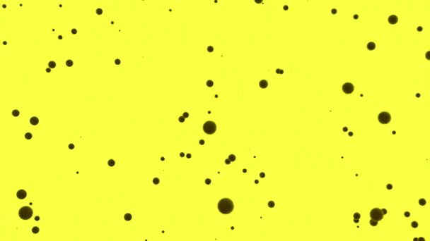 Žluté Bílé Pozadí Design Černé Bubliny Létající Různými Směry Malém — Stock video