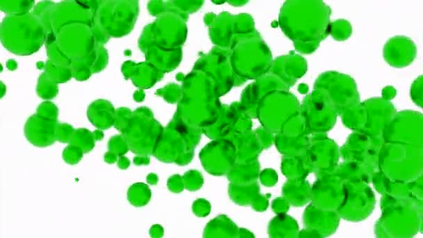 Белый Фон Дизайн Зеленые Красные Круги Летящие Вверх Быстро Создаются — стоковое видео