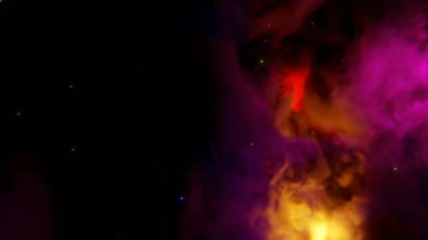 宇宙五彩斑斓的星云 在外层空间移动五彩斑斓的雾气 黑色背景上美丽溪流中色彩斑斓的空间星云 — 图库视频影像