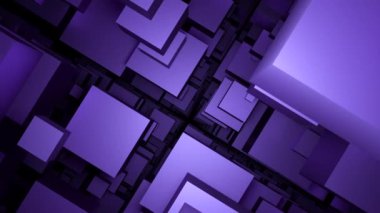 Küplerle üç boyutlu uzayda hareket. Tasarım. Çok katlı uzayda 3D dudaklı bir tünel. Küp koridorlu 3 boyutlu uzayda perspektif. 