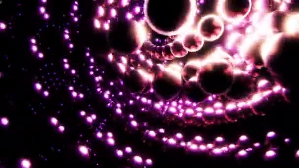 Rapide Rotation Rose Perles Incandescentes Fond Lumineux Design Tornade Particules — Video