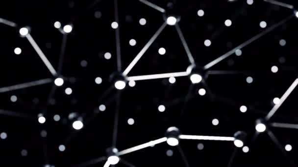 Fond noir. Design. Les grilles triangulaires collées ensemble dans le gris fait dans l'infographie se déplacent vers l'intérieur. Images 4k de haute qualité