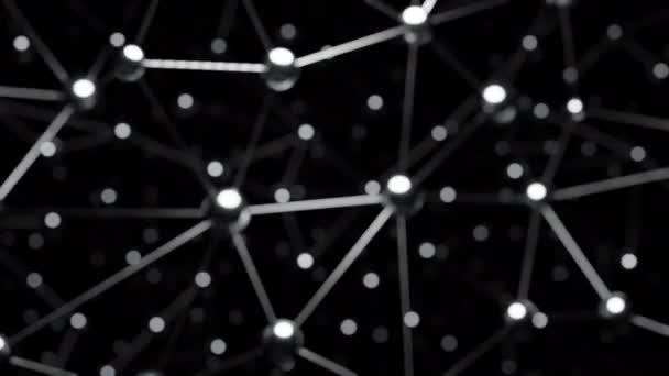 Fond noir. Design. Les grilles triangulaires collées ensemble dans le gris fait dans l'infographie se déplacent vers l'intérieur. Images 4k de haute qualité