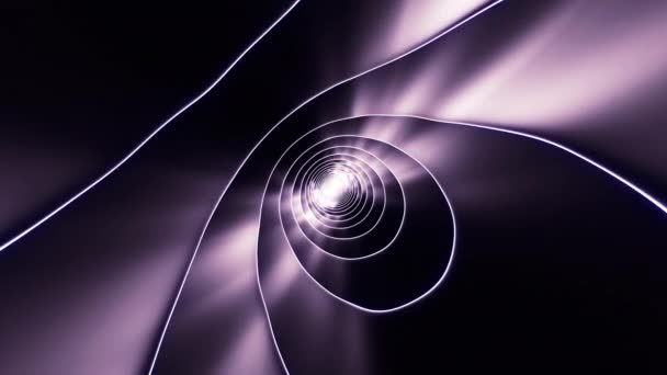 Бледно Фиолетовый Светлый Туннель Дизайн Яркий Закрытый Проход Анимации Окруженный — стоковое видео