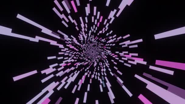 Dark Background Design Purple Red Lines Creating Patterns Form Tunnel — Stock Video