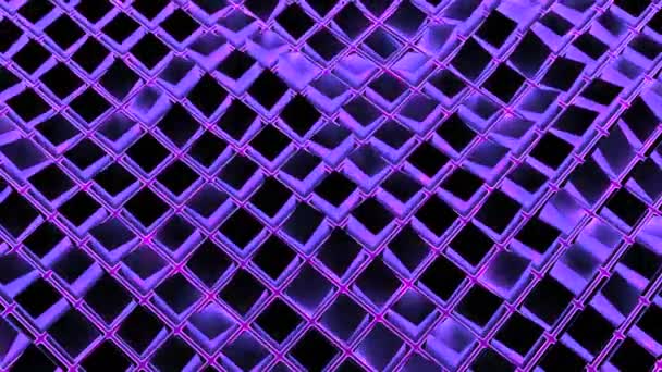 Cubi Muovono Cellule Neon Progettazione Movimenti Ondulatori Quadrati Cellule Neon — Video Stock