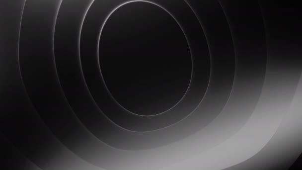 Rotierende Flexible Oberfläche Mit Ovalen Silhouetten Design Spinnringe Mit Lichterketten — Stockvideo