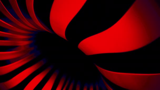 挥动明亮的带子 产生花瓣孔或花蕾的效果 具有波浪宽线条的3D抽象 — 图库视频影像