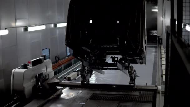 Grande Caminhão Moderno Fabricação Planta Interior Cena Partes Corpo Caminhão — Vídeo de Stock