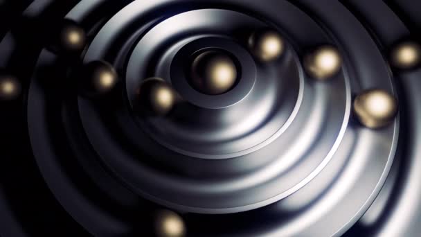 灰色精致的背景和滚动的球 金色3D球在动画制作的迷宫中穿行 高质量的4K镜头 — 图库视频影像