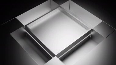 Siyah arkaplan üzerinde hareket eden küplerle üç boyutlu soyutlama. Tasarım. Geometri kavramı