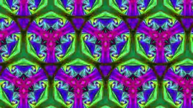 Parlak psikedelik desenli, yanıp sönen figürlü. Hareket. Yanıp sönen geometrik şekilleri ve hayal gördüren renkleri olan desen. Psikedelik efektli parlayan kaleydoskopik şekiller. 