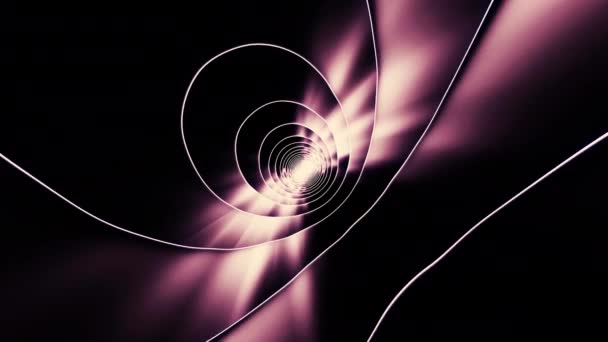 穿过盘根错节的隧道和紫色的光芒 在弯曲的走廊内飞行 — 图库视频影像