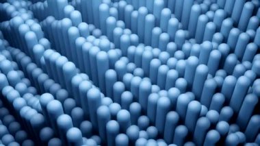 Mavi ve pembe dans arka planı. Tasarım. Küçük boyutlardaki parlak ovalar sırayla 3 boyutlu formatta yükselip alçalıyorlar. Yüksek kalite 4k görüntü