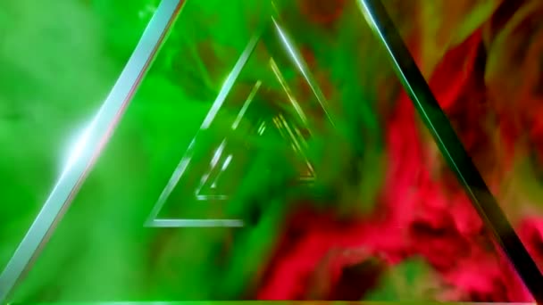 Grüner Und Rosa Rauch Der Nähe Des Dreieckstunnels Design Goldene — Stockvideo