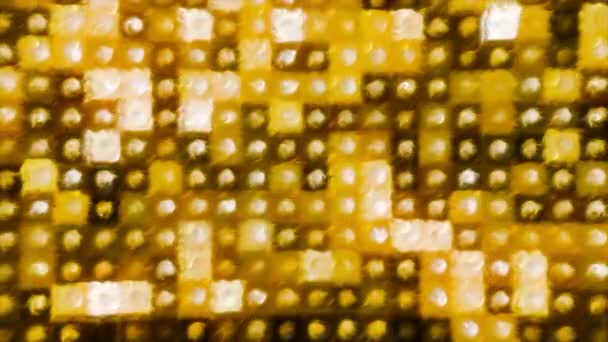 绿色和黄色背景与马赛克 在计算机图形学中制作的小尺寸发光正方形 高质量的4K镜头 — 图库视频影像