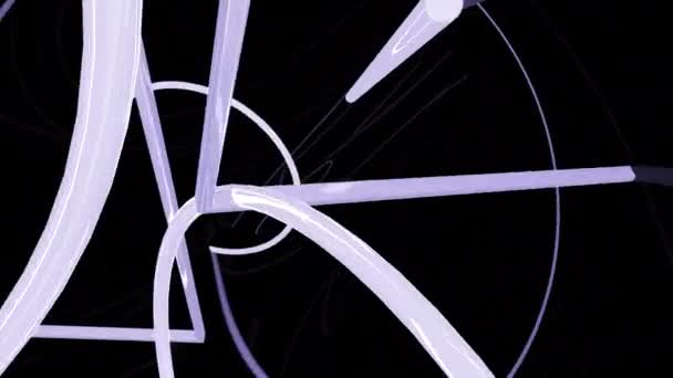 Абстрактные Фрактальные Формы Морфируют Колеблются Дизайн Запутанные Летящие Линии Черном — стоковое видео
