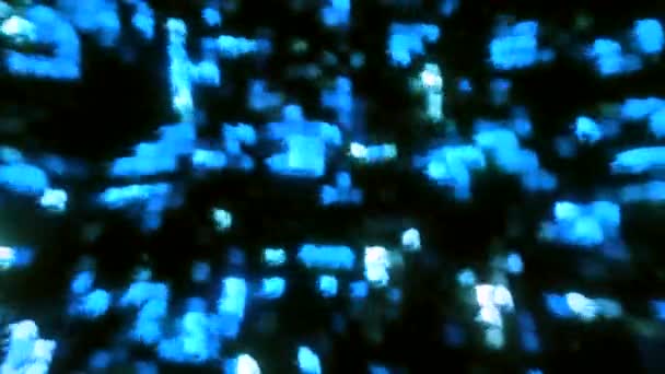 深色背景 绿色蓝色方块 没有焦点 光粒子以3D格式向不同方向运动 高质量的4K镜头 — 图库视频影像