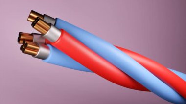Renkli arka planda fiber optik kablo kavramı. Tasarım. Gelecek kablo teknolojisi, detaylı kıvrımlı kablo, güçlü iletişim teknolojisi ağı