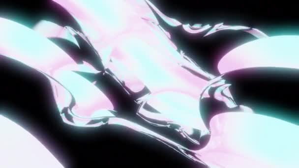 Абстрактная Флуоресцентная Яркая Текстура Гибкой Формой Дизайн Полосатая Неоновая Поверхность — стоковое видео