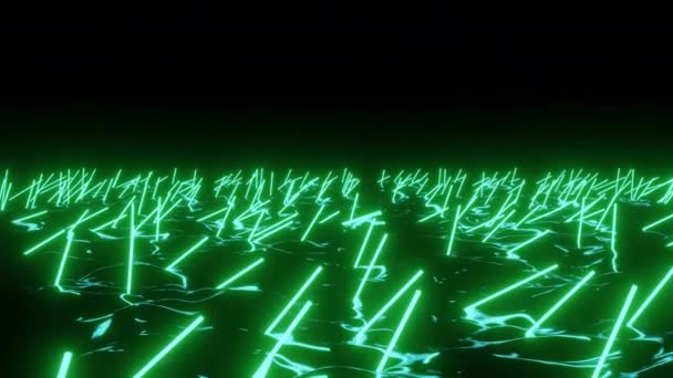 Abstract Long Led Lights Water Surface Design Floating Stripes Black — Stock Video