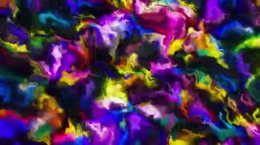 Parlak renkli animasyon, kıvrımlı kıvrımlı çizgiler. Hareket. Parlak renkli desenleri olan soyut bir arkaplan. Soyut çizgilerle parıldayan parlak desen. 