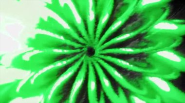 Yeşil ve sarı uzun bahar. Hareket. Animasyondan yapılmış parlak beyaz bir arka farı olan bükülmüş bir kurdele. Yüksek kalite 4k görüntü