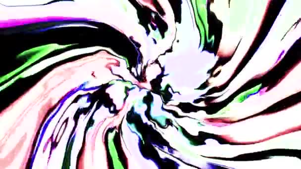 五彩斑斓的彩绘螺旋形流动 在黑色背景上的螺旋形运动中减慢了颜色的流动 液体弯曲线条的螺旋形油漆 — 图库视频影像